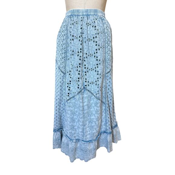 Soft Surroundings Porfiria Embellished Chambray Blue Maxi Skirt Size XS XSMALL - Picture 4 of 11